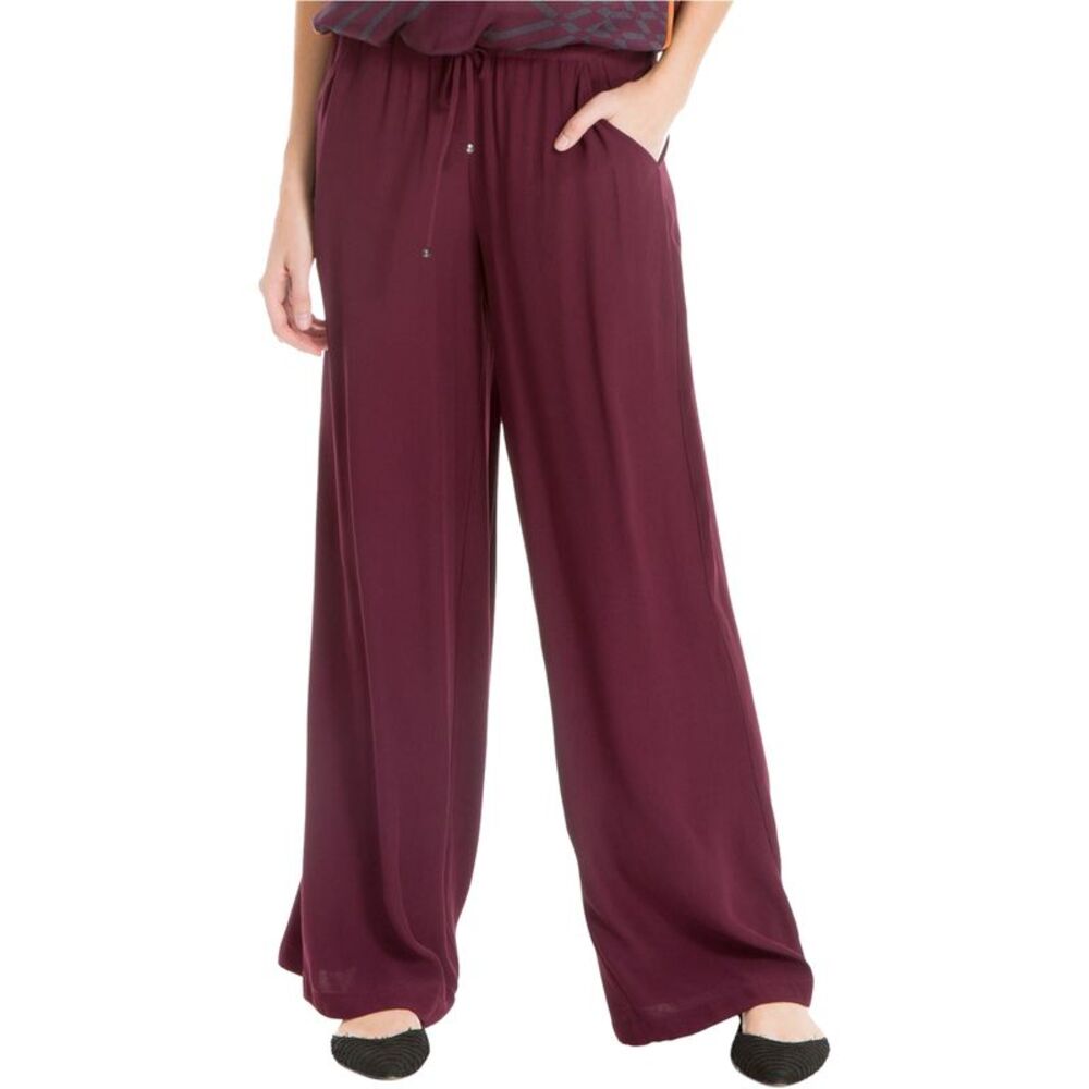 Max Studio London Womens Breezy Palazzo Relaxed Casual Pants, Red, XS, DM
